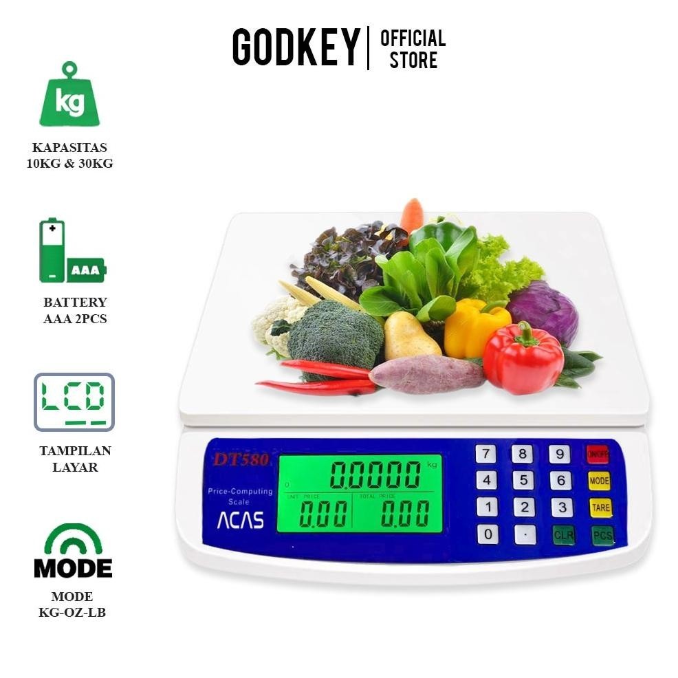 amn- DT-580 Timbangan Digital Meja Kapasitas 30 Kg 10 Kg Dapur Duduk Electronic Scale Telur Sembako 