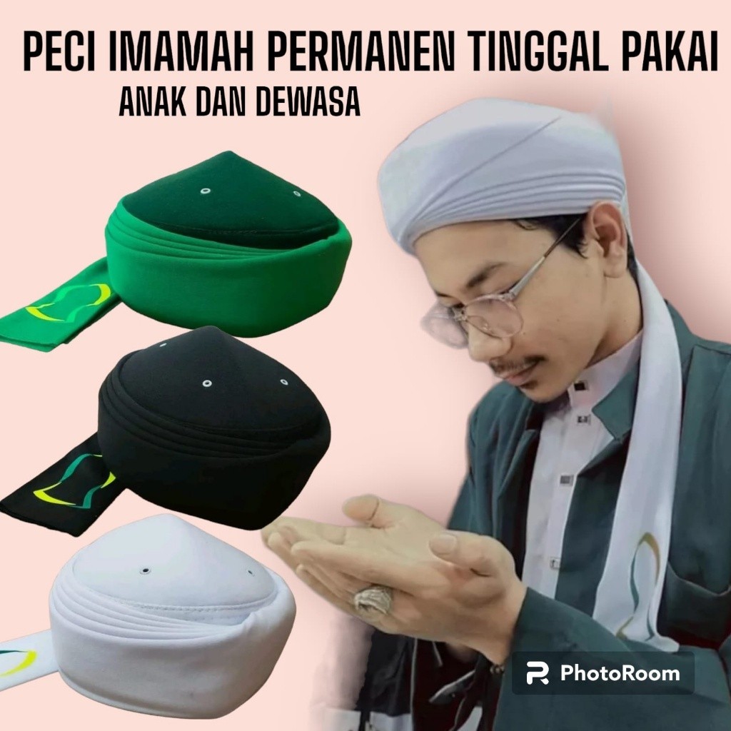 Peci Imamah Permanen Imamah Permanen Sorban Putih Sorban Imamah Permanen Dewasa Imamah Permanen Anak