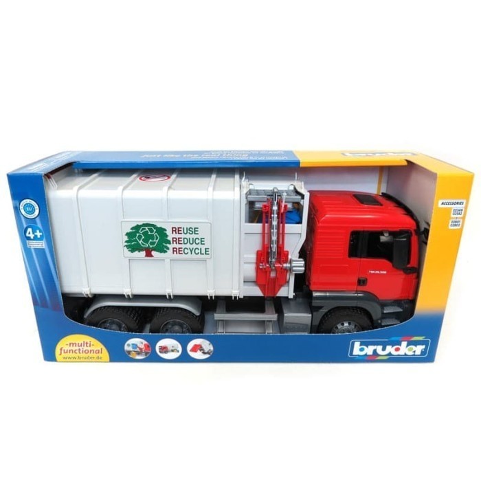 BRUDER 3761 MAN TGS Side Loading Garbage Red White Truck ORIGINAL