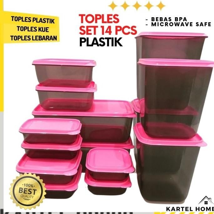 CR - HOME Taperware Set Tempat Penyimpanan Makanan 14 Pcs Calista Bebas BPA TERLARIS