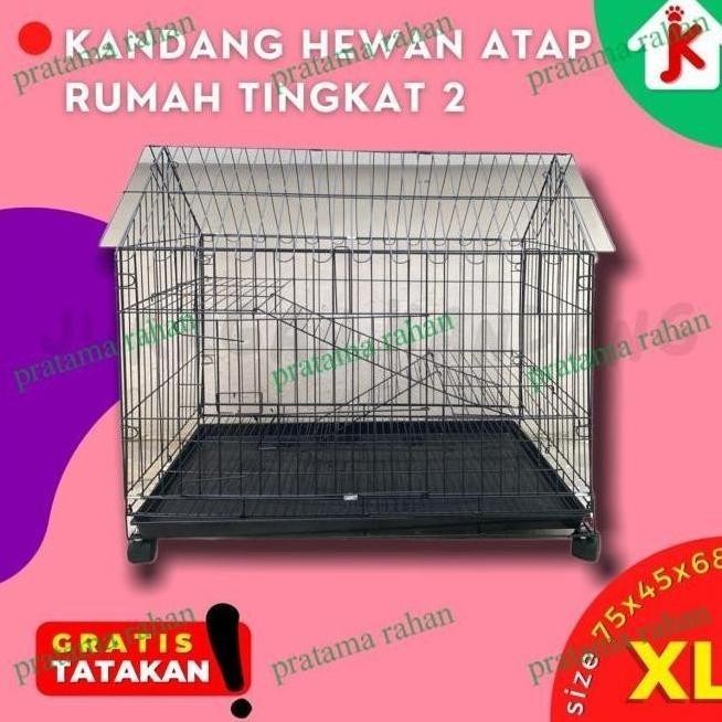 SPESIAL KANDANG HEWAN KUCING KELINCI TINGKAT 2 ATAP RUMAH UKURAN SANTIDWI20