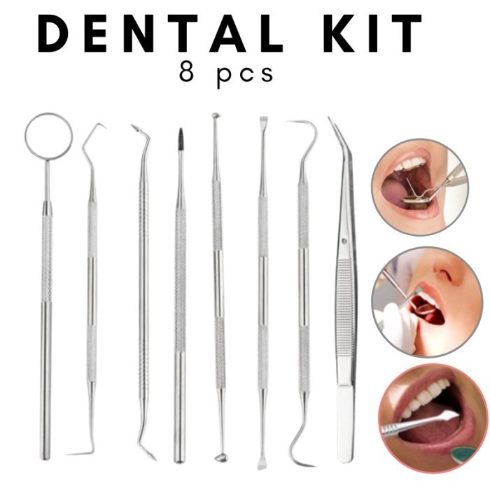 DENTAL KIT SET 8PCS ALAT DOKTER GIGI DENTAL INSTRUMENT PERAWATAN GIGI
