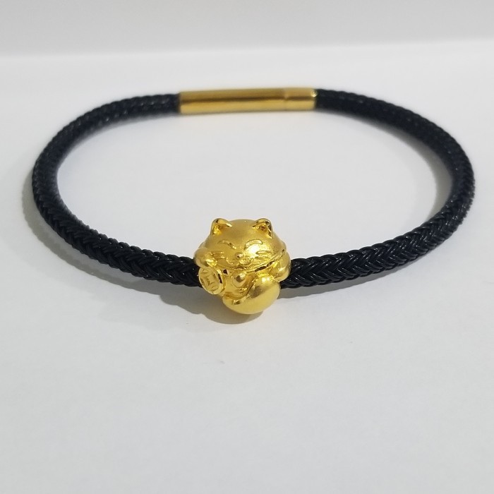 GELANG TALI LIONTIN KUCING KOLEKSI JOSEAN HADIAH ANAK EMAS ASLI