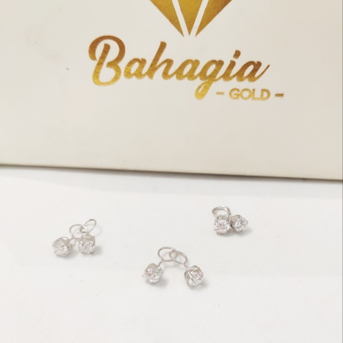 ANTING EMAS PUTIH MODEL TAUGE TOGE MATA SWAROVSKI KADAR 750