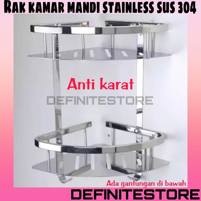 RAK SUDUT SABUN KAMAR MANDI DAISSO DOUBLE TIANG SUS 304 ANTI KARAT