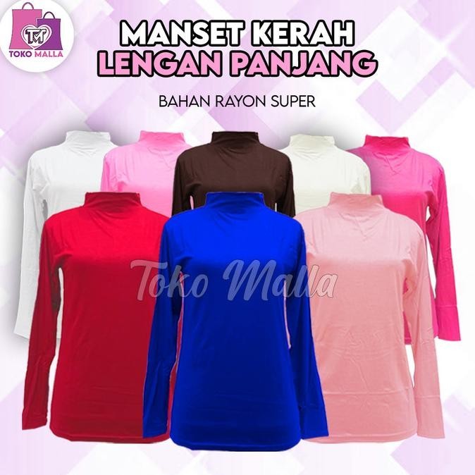Manset Size Xxl-3Xl Lengan Panjang Kaos Spandex Leher Tingi - Xxl, Putih