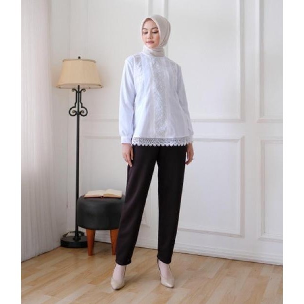 Baju Putih Atasan Blouse Wanita Muslim Kerja