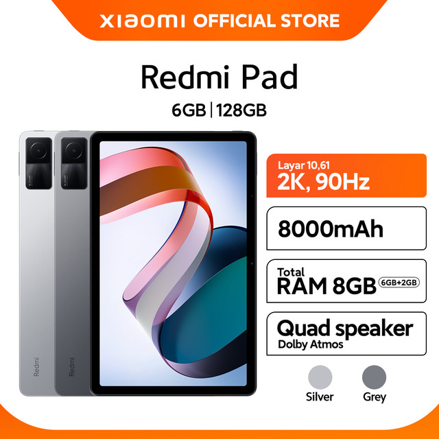 Official Xiaomi Redmi Pad (6/128GB) MediaTek Helio G99 Kamera 8MP Layar 10,61� 2K 8000mAh