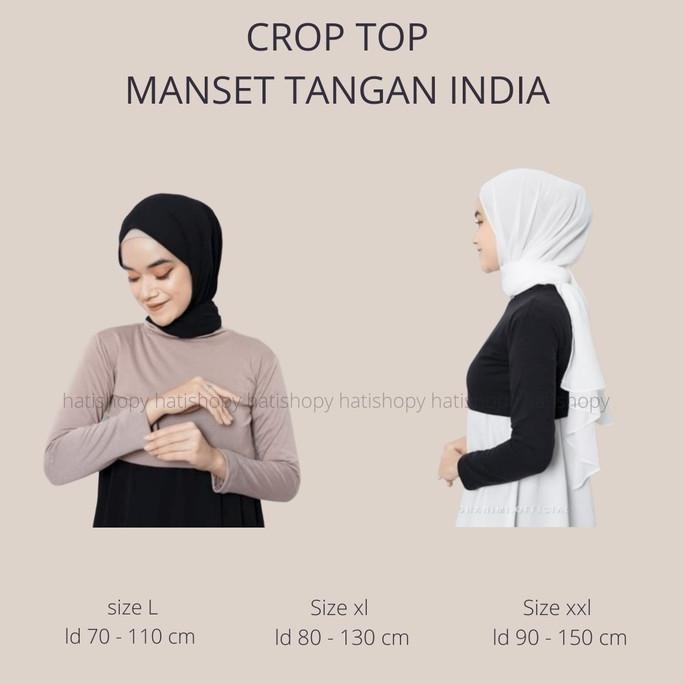 (Jumbo) Manset Baju Croptop India Lengan Panjang Wanita Rayon Premium
