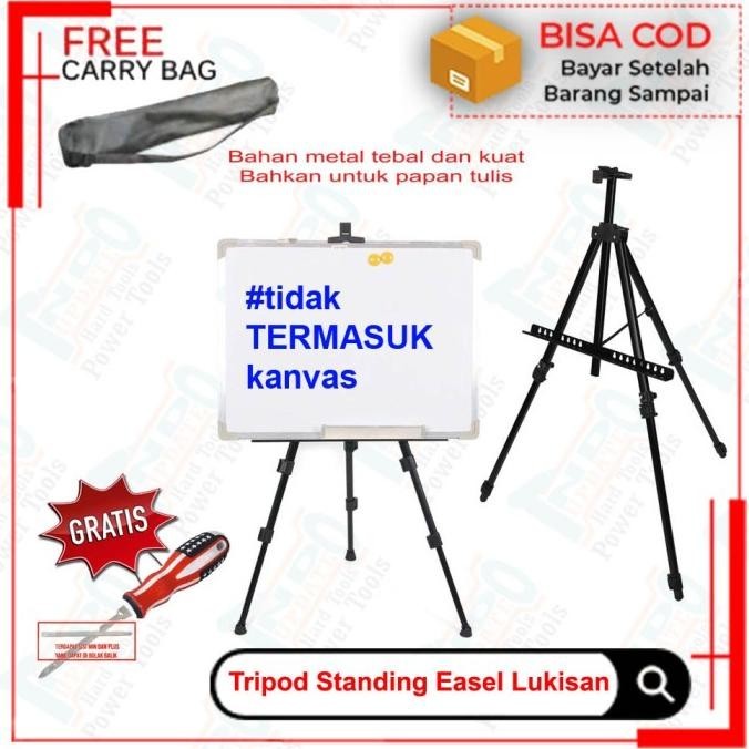 

Terlaris Stand Lukis Aluminium Easel Besi Tripod Holder Lukisan Display Dilipat ..