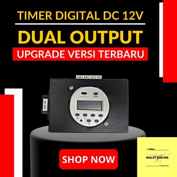 TIMER DIGITAL 12V DC 2 OUTPUT PROGRAMABLE SWITCH AUTO ON/OFF TIMER DC