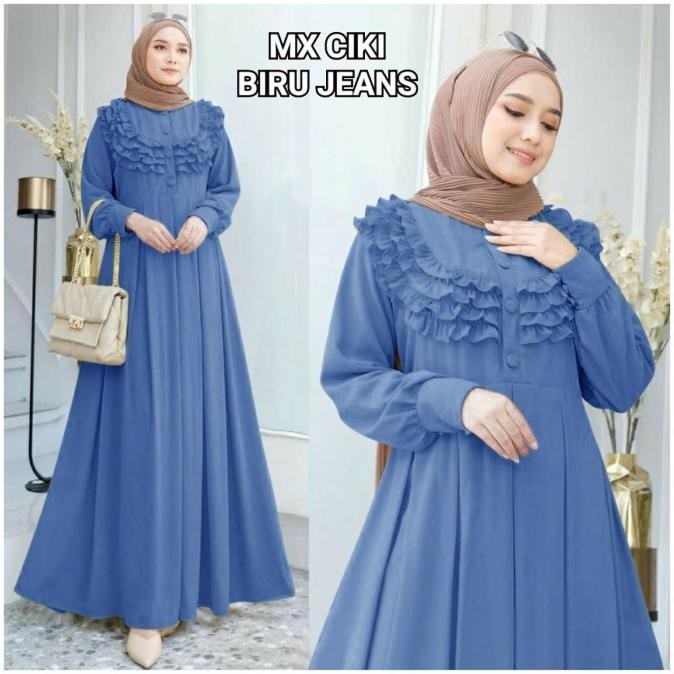 Maxi Gamis Ciki Dada Rumbai Shakila Stretch Melar Busui Real Pic