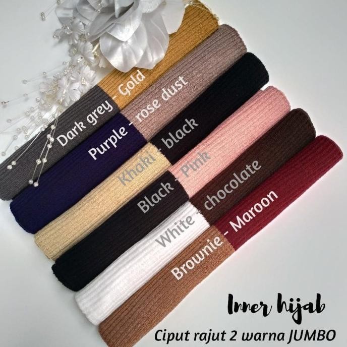 Ciput Bandana Rajut Dua Warna Jumbo / Knit Two Tone / Inner Hijab