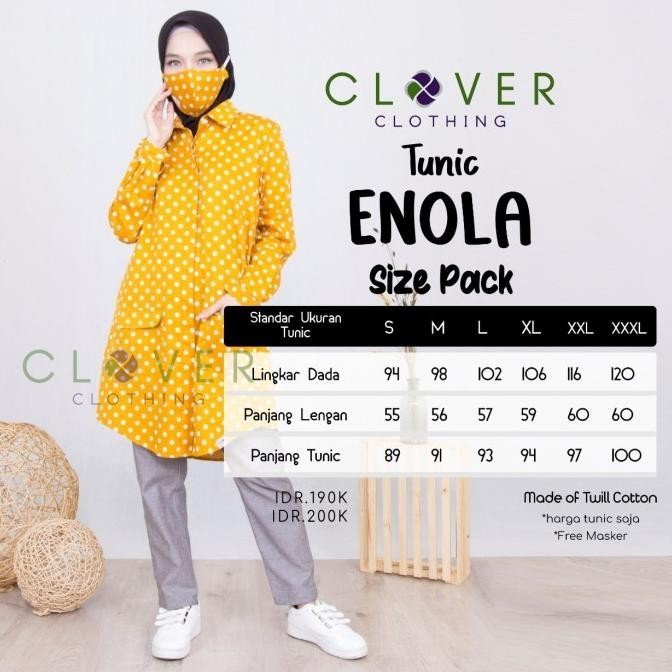 Baju Atasan Tunik Wanita Muslim Motif Polkadot Free Masker Enola Clv