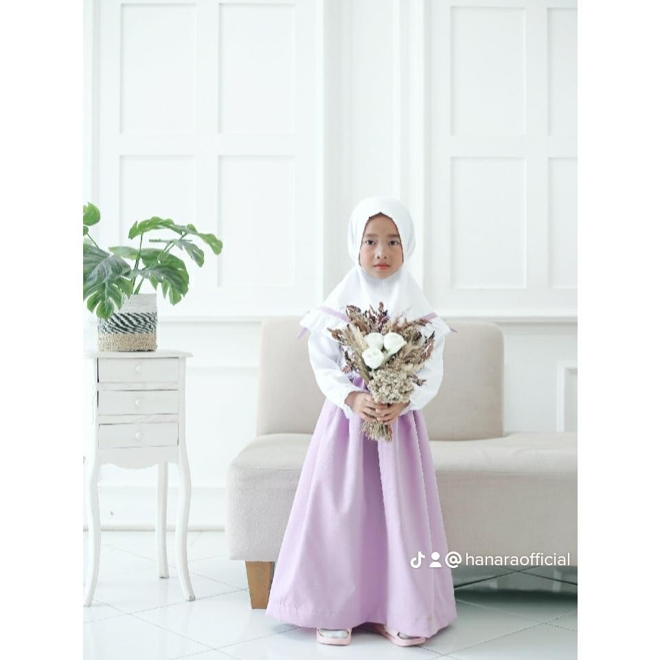 Gamis Set Hijab Hanara Lilac Dress Anak Perempuan Hanara Lilac Ready