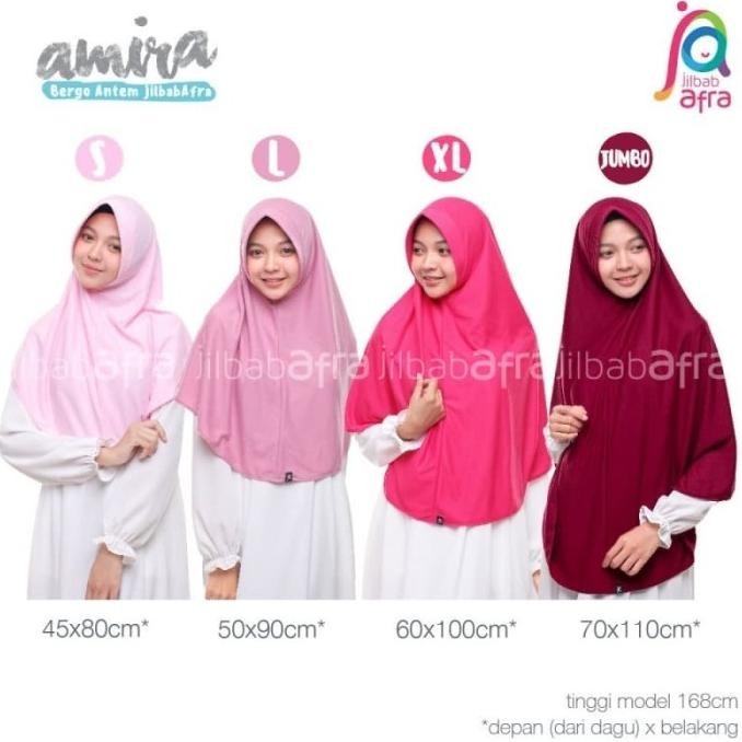 Jilbab Afra Amira Biru Dongker Bergo Antem - Khimar Instan Syari