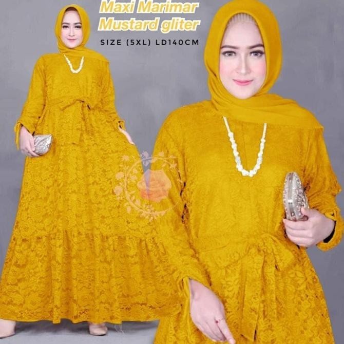 Maxi Gamis Marimar Xxxl / 3Xl Jumbo Busui Brukat Tulang Lapis Furing