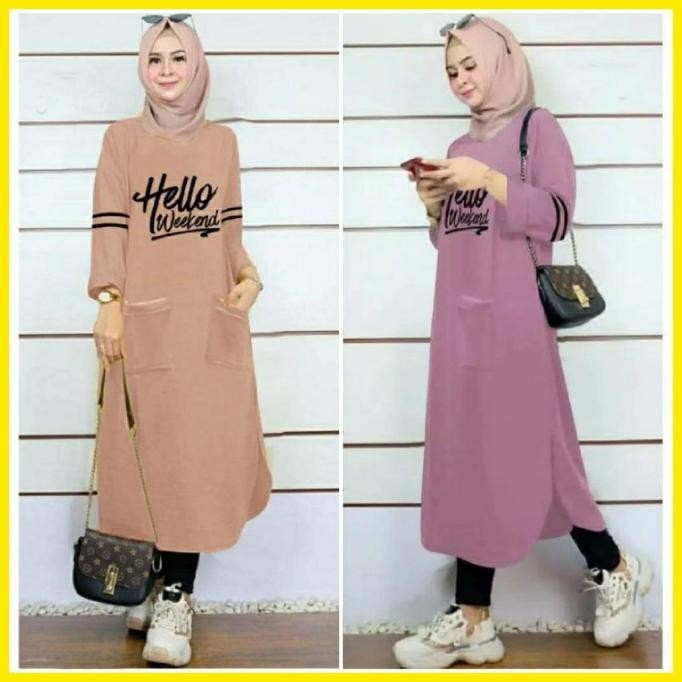 Tk08 Tunik Kaos Jumbo Wanita Baju Muslim Lengan Panjang Adem Terbaru