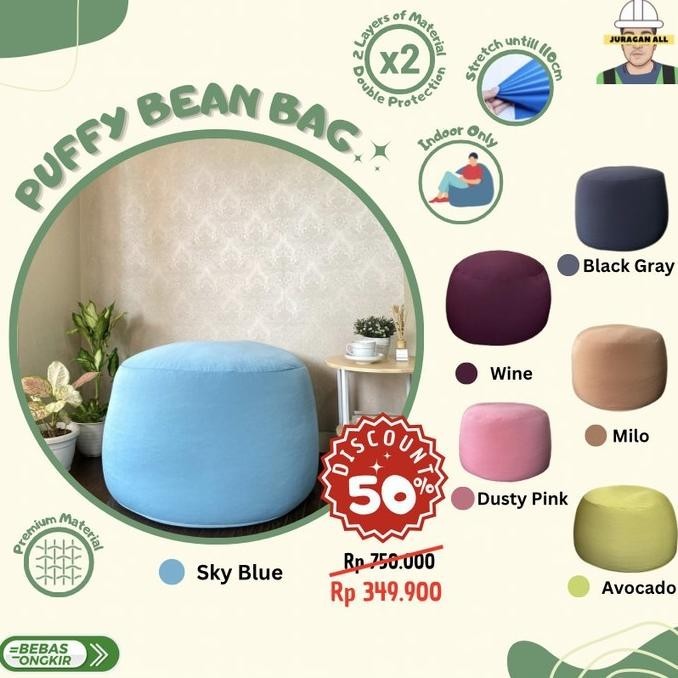Bean Bag/Puffy Bean Bag/Bean Bag Plus Isi/Squishy Bean Bag-Sky Blue Pratistadewita