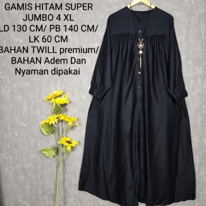 Gamis Hitam Jumbo Ld 130 Cm Model Polos Kekinian
