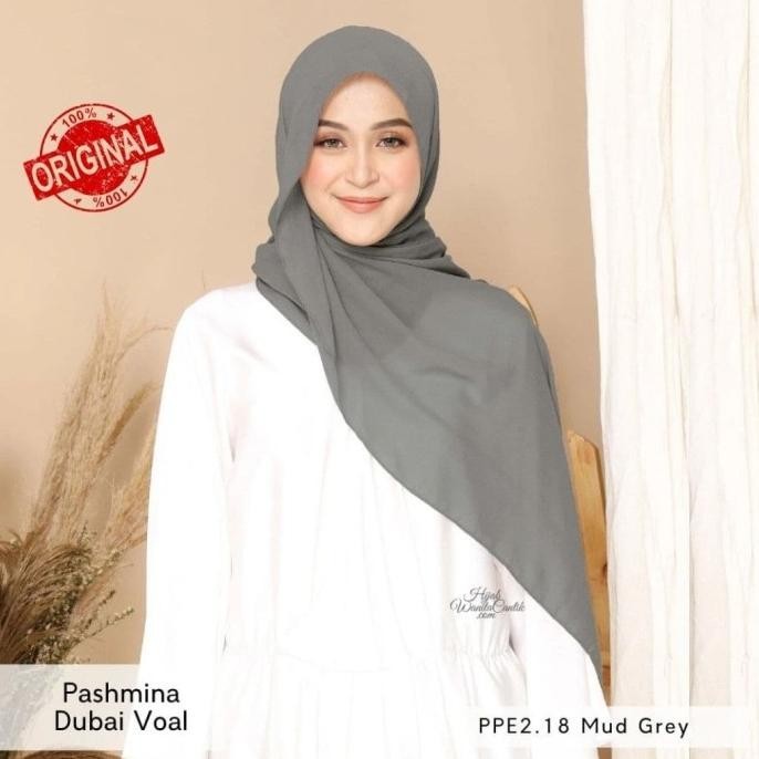 Pashmina Hijab Jilbab Kerudung Dubai Voal Warna Misty Grey