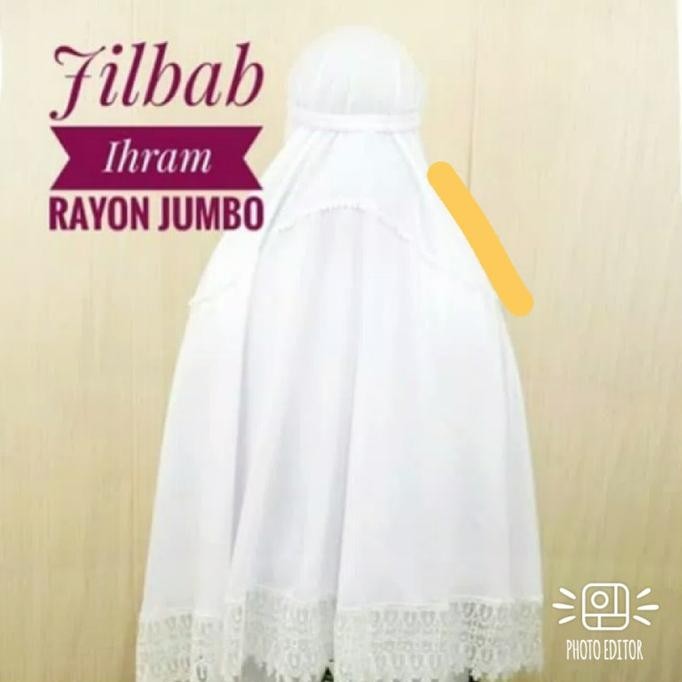 Jilbab Putih Rayon Renda Jumbo / Bergo Putih / Jilbab / Umroh Kado Had