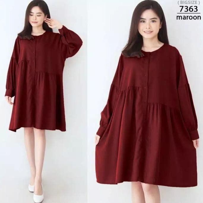 Tunik Jumbo Kancing Depan Ld 120 Tunik Bigsize