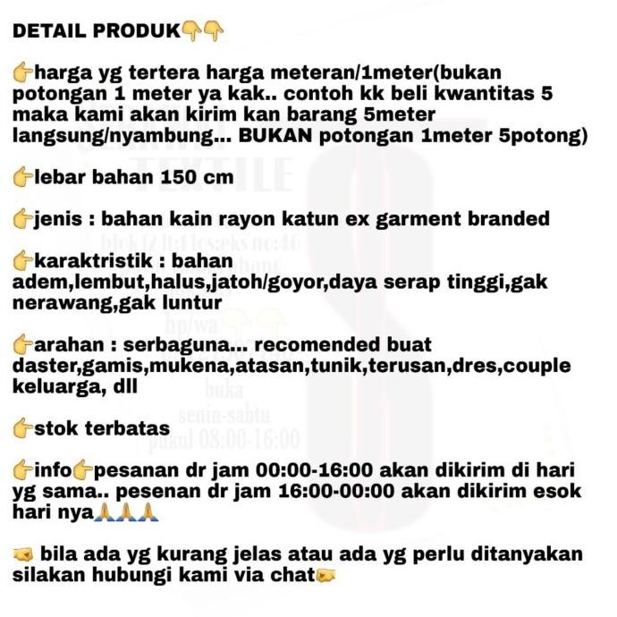 Bahan Kain Rayon Viscose Import Bahan Baju Gamis Atasan Tunik Dll