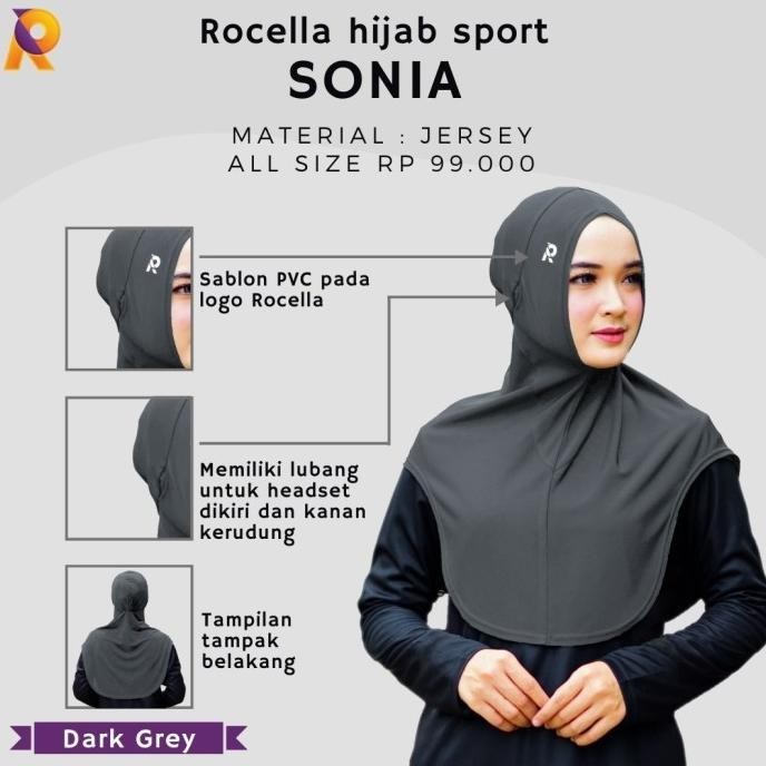 Jilbab Sport Hijab Olahraga Panjang Syar'I Rocella Hijab Sport Sonia
