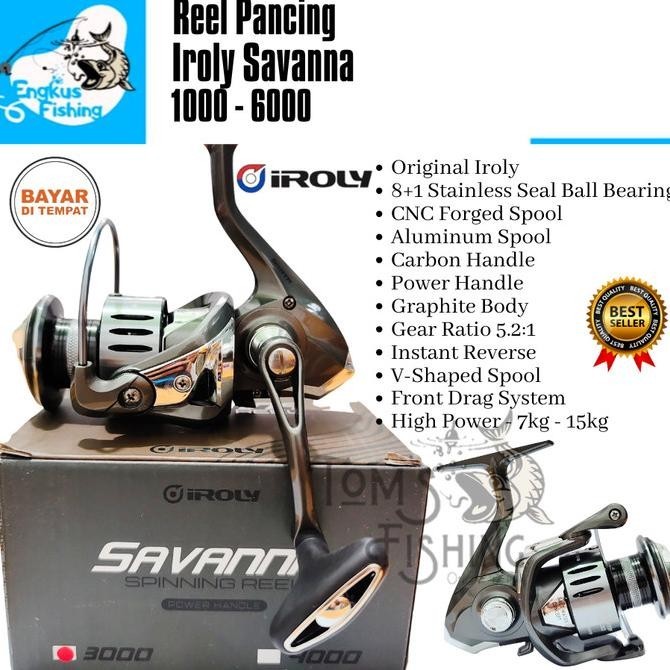 Reel Pancing Iroly Savanna SW 1000 - 6000 (8+1 Seal Bearing) Murah