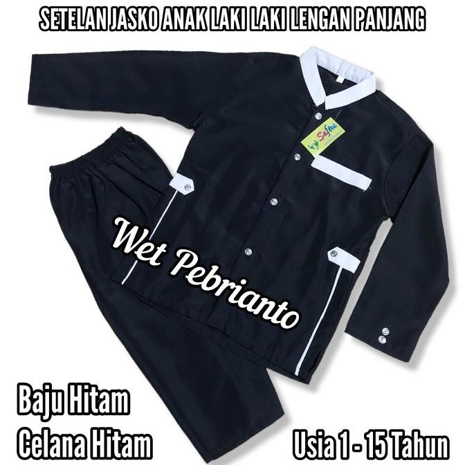 Setelan Jasko Anak Laki Putih Hitam Busana Muslim Anak Model Jasko
