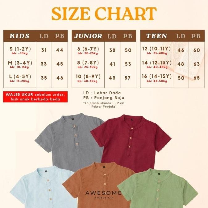 Kemeja Koko Anak Awesome Kids&Co Almair - Baju Muslim Casual Linen