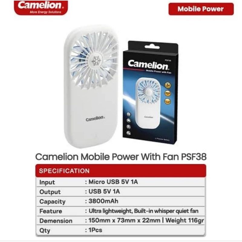 CAMELION PSF 38 MOBILE POWER WITH FAN POWERBANK 3800MAH KIPAS