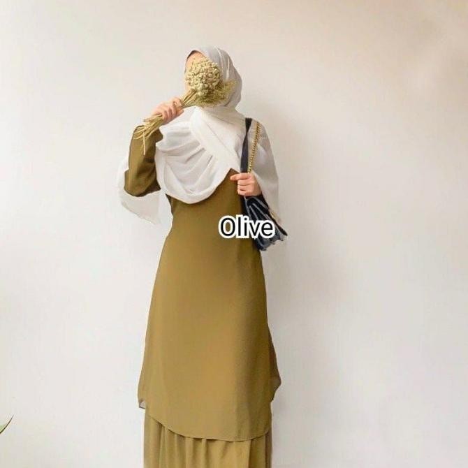 Gamis Kurung Malaysia Ceruty Polos Furing Terbaru