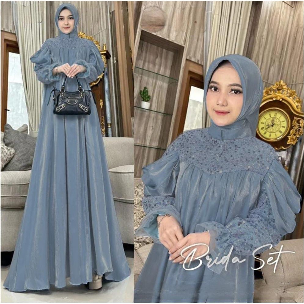 Baju Muslim Wanita Terbaru 2024 Dres Kondangan Busui Abaya Set Turki Tunik Panjang Cewek Gamis Ibu B