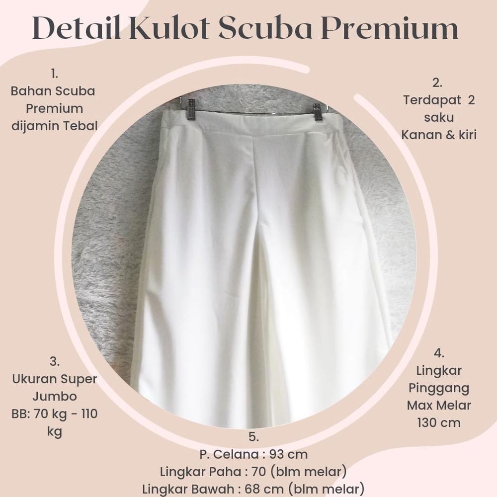 (Cod) Kulot Scuba Premium Jumbo Husus Putih Hitam / Celana Kulot Putih Scuba / Kulot Scuba Tebal / C