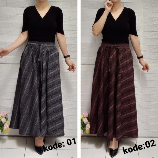 Rok Panjang Abstrak Rok Payung Rok Lebar Bawahan Wanita