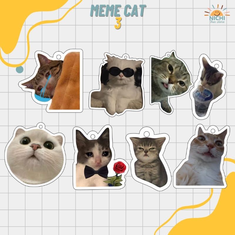 [MEME CAT VER. 3] KEYCHAIN AKRILIK / GANTUNGAN KUNCI / GANTUNGAN KUNCI MEME CAT VERSI 3
