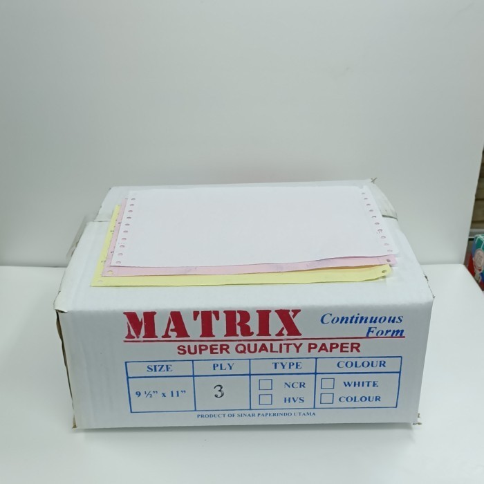 

Kertas Continuous Form Prs K3/2 9.5X11/2 X3 Ply Ncr Rangkap 3