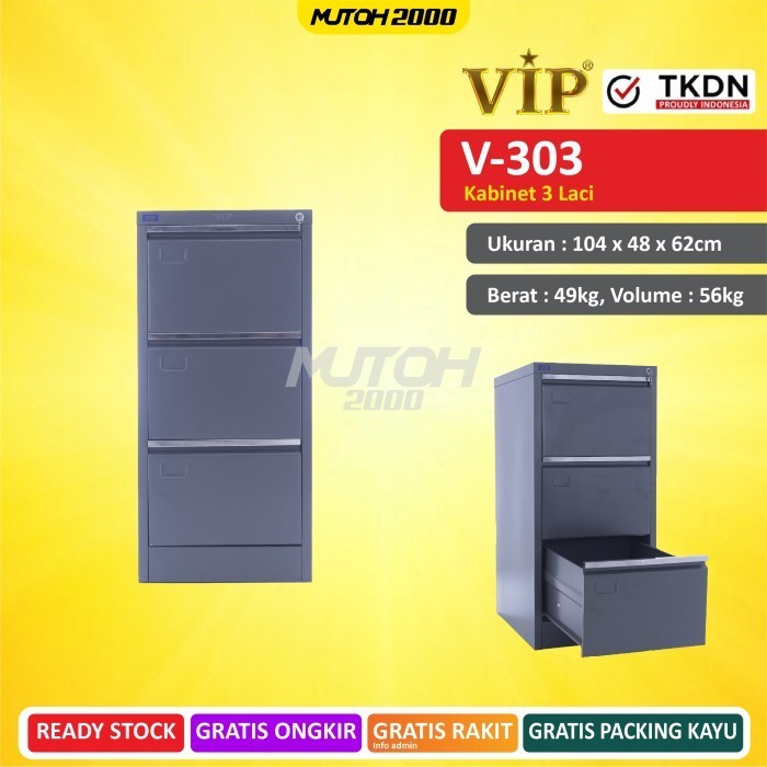 

Tkdn Vip V-303 Filling Cabinet Besi 3 Laci 3 Susun