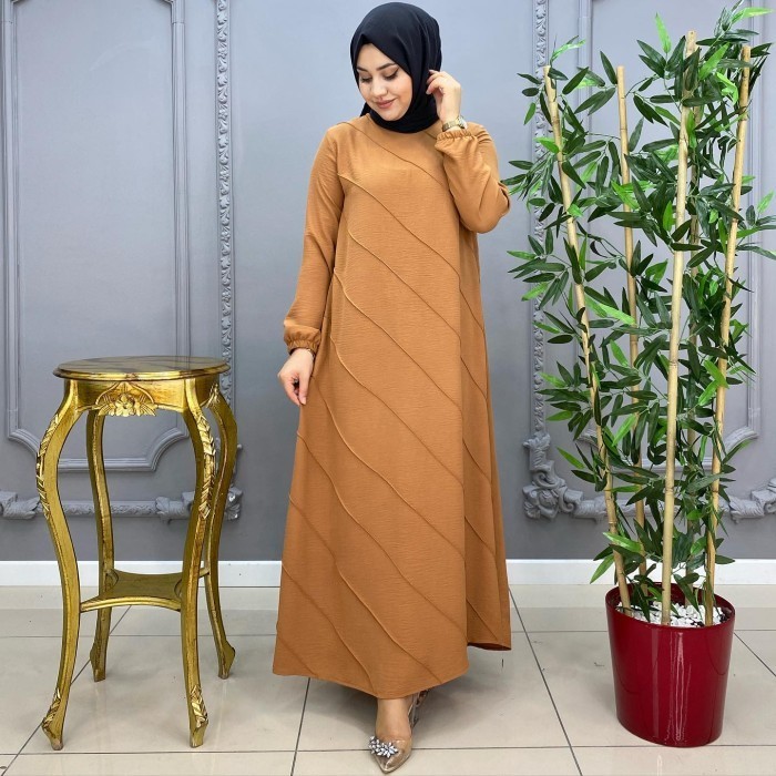 Gamis Turki Gea Jumbo Ld 110 120 130 140 150 Cringkle Simple Mewah TerlarisR33A