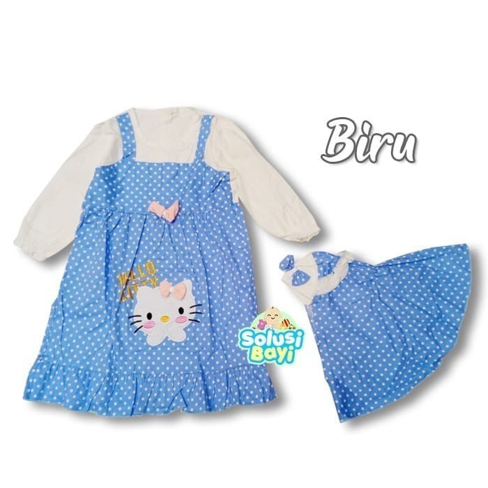 Gamis Hijab Anak Perempuan Hello Kitty Pita Overall Polkadot HotR33A