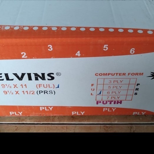 

Continuous Form 9.5X11(6Ply) Putih.Elvins/Kertas Komputer