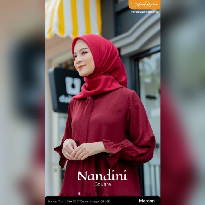 Nibras Hijab Nandini Klim Warna Merah Fanta Jilbab Segiempat Voal Ori -14A