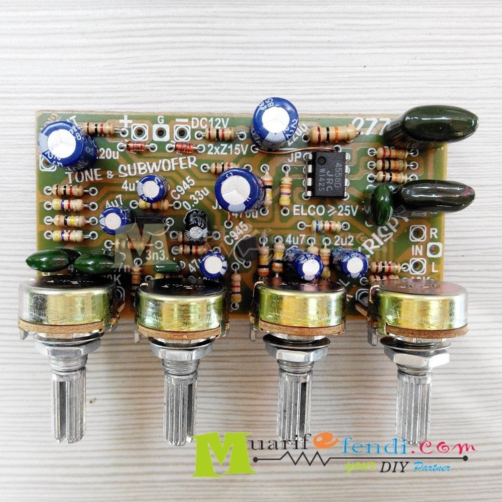 KIT Tone Control Mono subwoofer IC opAmp 4558 Treble subwoofer bass volume krispy 277