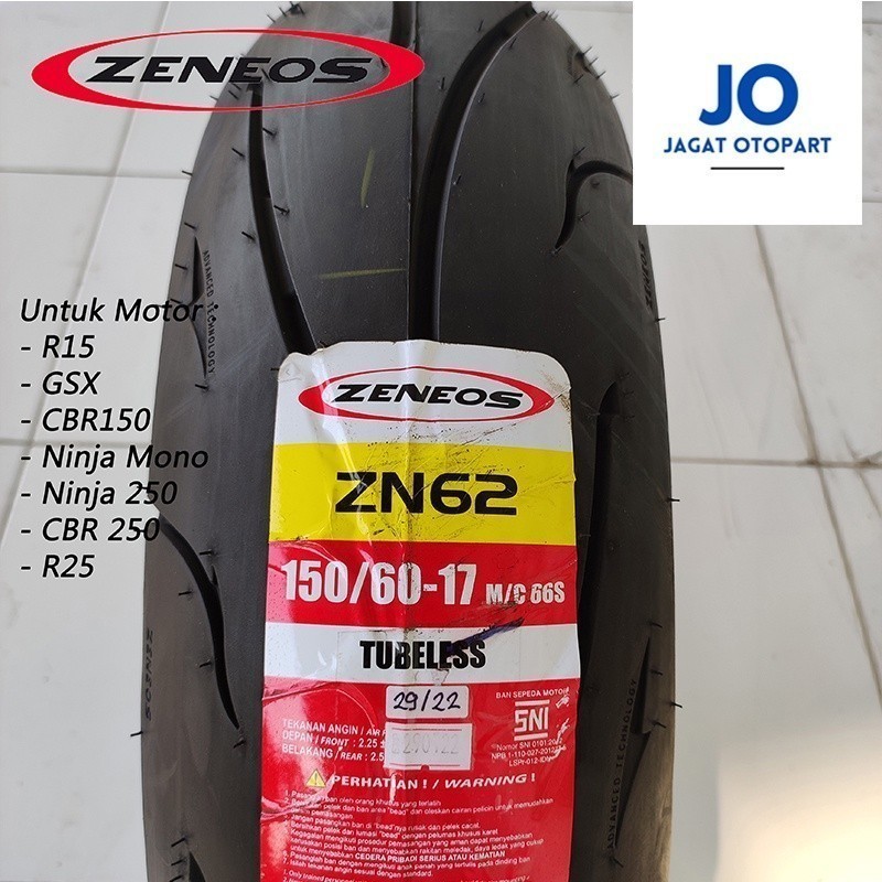 JAGAT Zeneos ZN 62 / Zn62 ukuran 150/60 - 17 Ban Motor Tubeless
