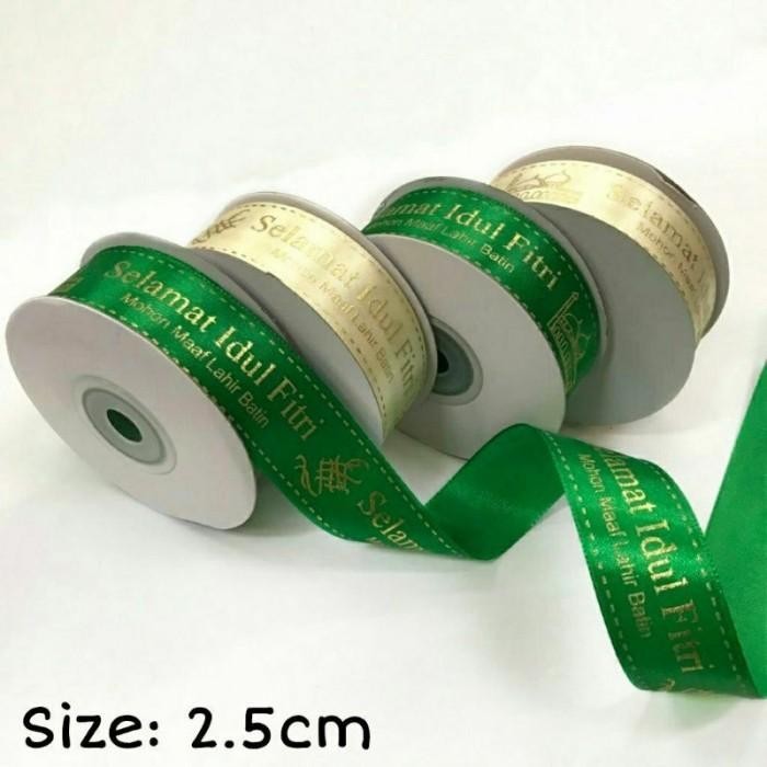 

1 Rol - Pita Idul Fitri Satin Sablon Emas / Pita Lebaran / Pita Hampe 082