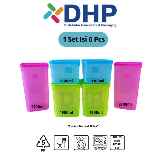 Toples Zayn Besar Set Isi 6Pcs Wadah Bumbu Dapur Sealware Makanan Premium Berkualitas