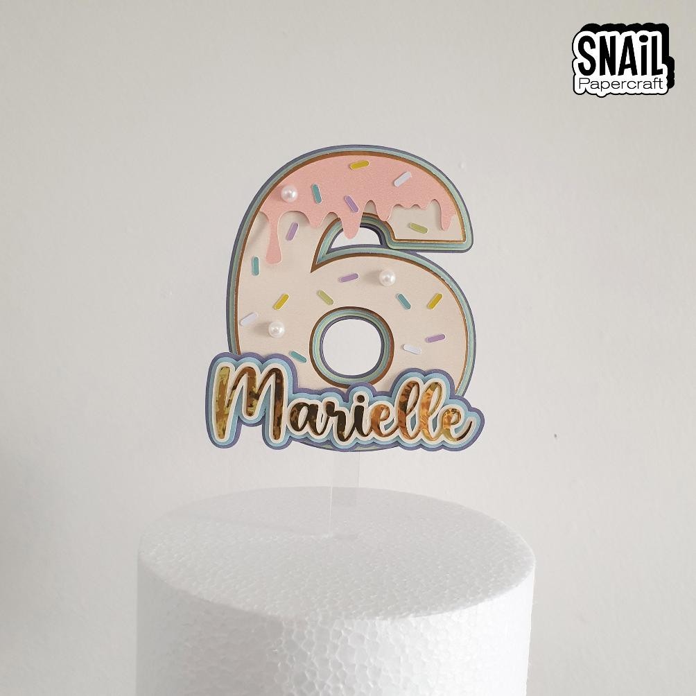 TERLARIS Snail Papercraft Premium Handmade 3D Cake Topper Ulang Tahun Custom Nama dan Angka Tema Don