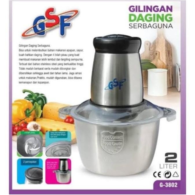 Gsf Blender Chopper Penggiling Daging Bumbu Food Processor Stainless